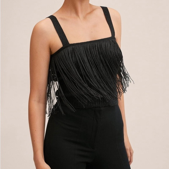 New Mango MNG Fringed Detail Knit Top - Picture 5 of 12